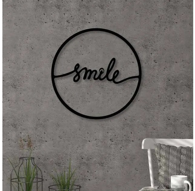 Διακοσμητικό τοίχου Smile Megapap μεταλλικό μαύρο 45x3x45εκ GP037-0120-GP037-0120-Μαύρο GP037-0120