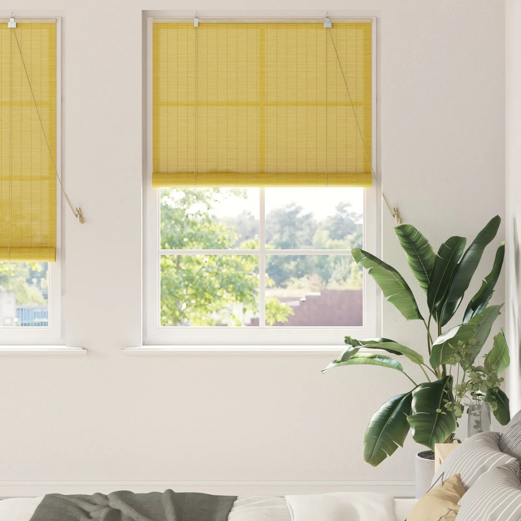 vidaXL Ρολά και Σκίες Παραθύρων Κίτρινο 100 x 220 cm Μπαμπού