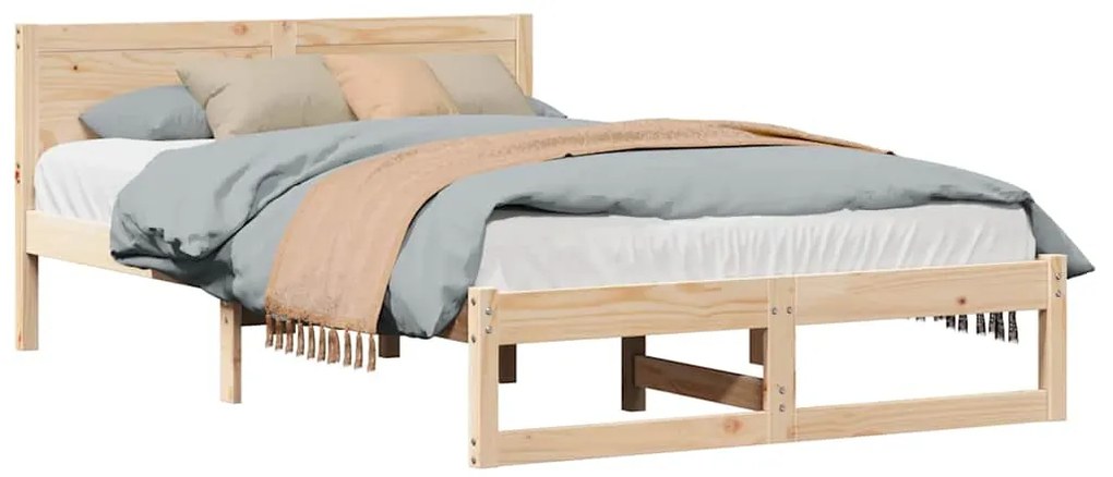 vidaXL Σκελετός Κρεβατιού Καφέ 140 x 190 cm Μασίφ ξύλο πεύκου