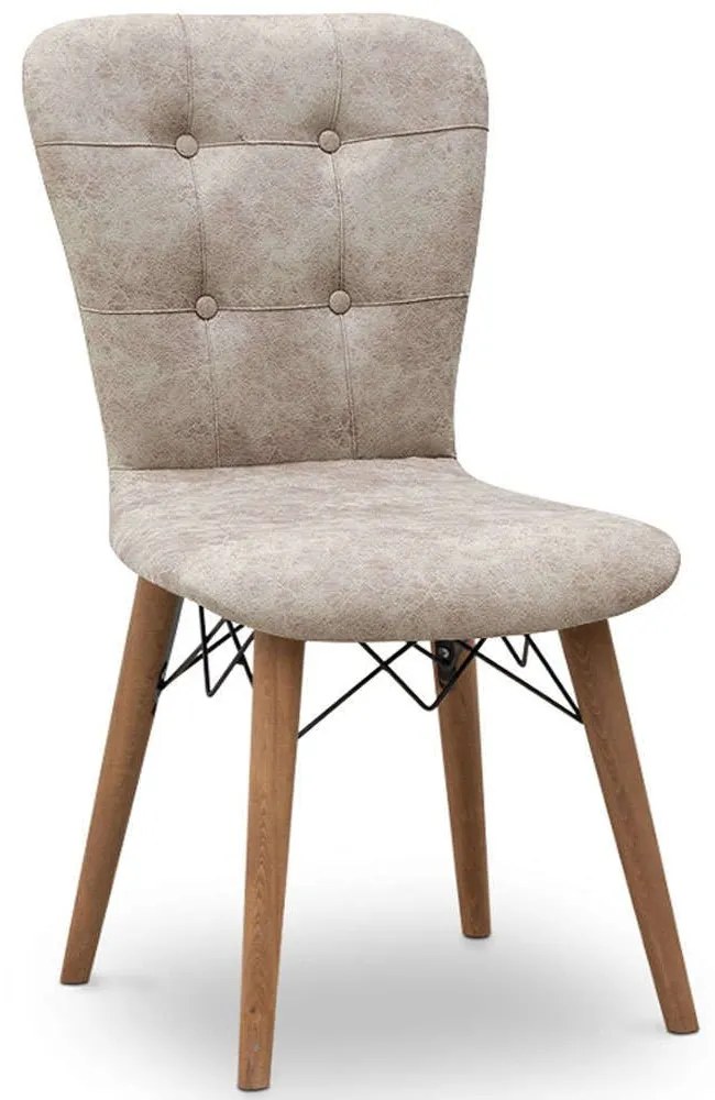 Καρέκλα Τραπεζαρίας Palmira 0222811 47x44x88cm Beige-Walnut Wood, Fabric