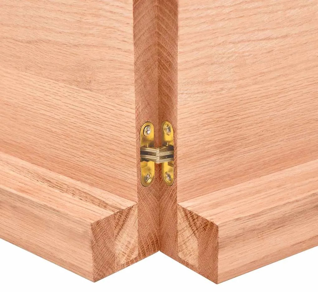 vidaXL Ράφι Τοίχου Ανοιχτό Καφέ 220x50x(2-6)εκ. Επεξ. Μασίφ Ξύλο Δρυός