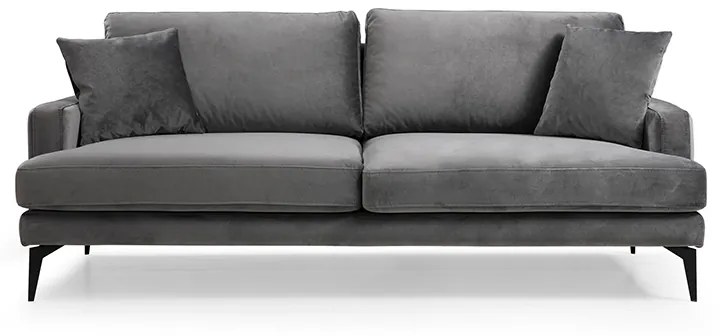 Intrahome Καναπές 3θέσιος Fortune Intrahome βελούδο ανθρακί-μαύρο 205x90x88εκ | SKU: INTRAPA-182112365