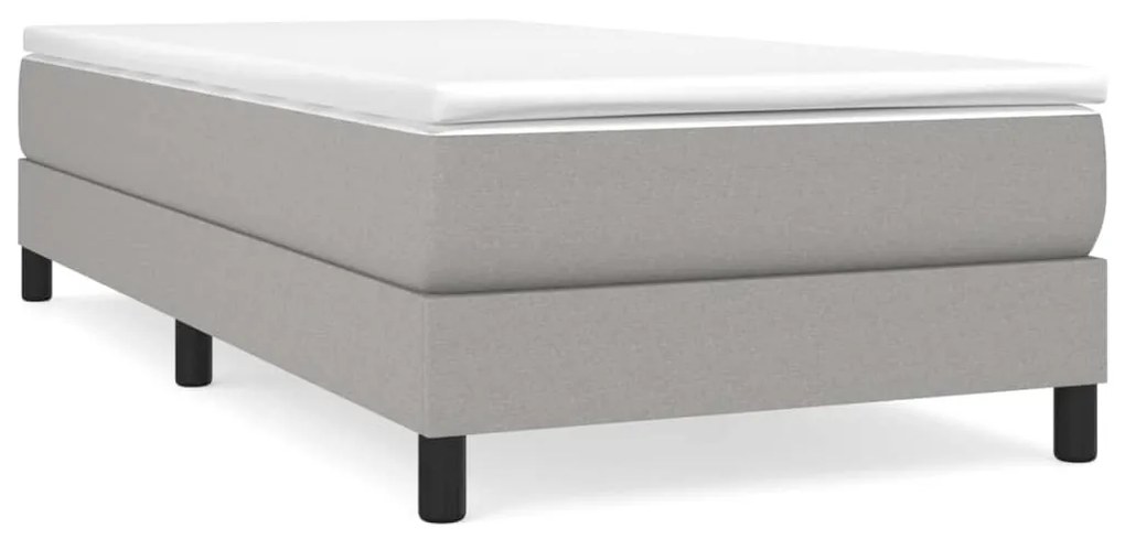 vidaXL Κρεβάτι Boxspring με Στρώμα Ανοιχτό Γκρι 90x200 εκ. Υφασμάτινο