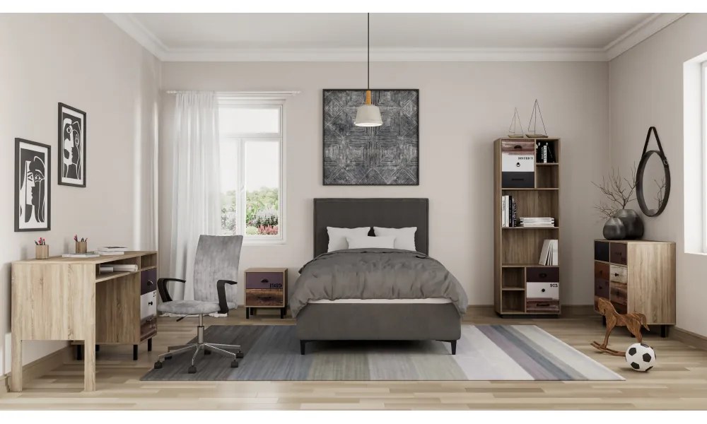 NUMBER ΚΟΜΟΔΙΝΟ 2ΣΥΡΤΑΡΙΑ SONOMA ΛΕΥΚΟ ΓΚΡΙ 40x30xH48cm - 09-1472 - 09-1472
