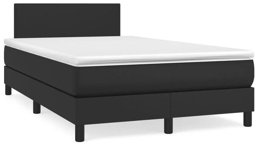 Κρεβάτι Boxspring με Στρώμα&LED Μαύρο 120x190εκ.Συνθετικό Δέρμα