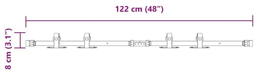 Κιτ συρόμενης πόρτας γραφείου 122 cm από ανθρακούχο χάλυβα