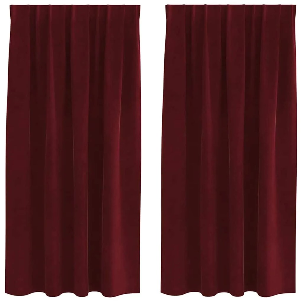 vidaXL Κουρτίνες με κουρτίνες 2 pcs Μπορντό 140 x 175 cm Βελούδο