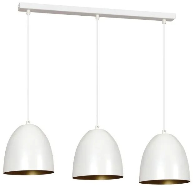 Κρεμαστό Φωτιστικό Οροφής 3xE27 Ατσάλι LENOX Made in Poland Emibig-411/3-Λευκό-Χρυσό 411/3