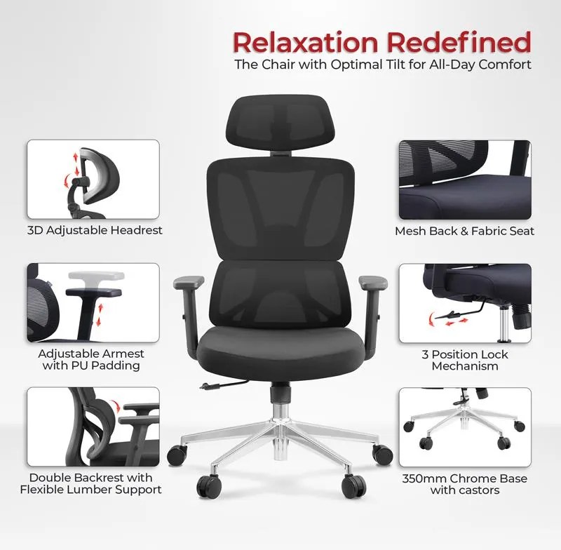 Καρέκλα γραφείου διευθυντή Aish mesh ύφασμα μαύρο 64x66x130εκ 64x66x130 εκ.