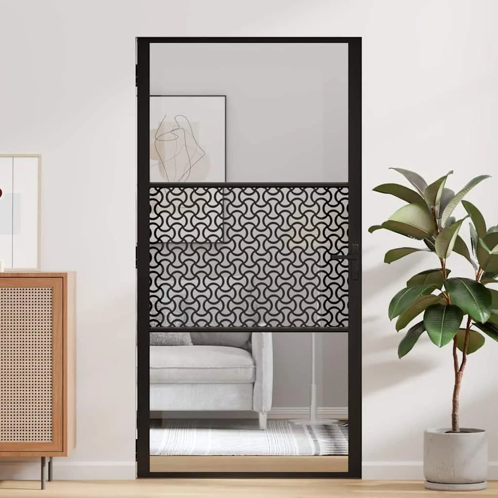 vidaXL Γυάλινη πόρτα Μαύρο 76 x 3.5 x 201.5 εκ Αλουμίνιο