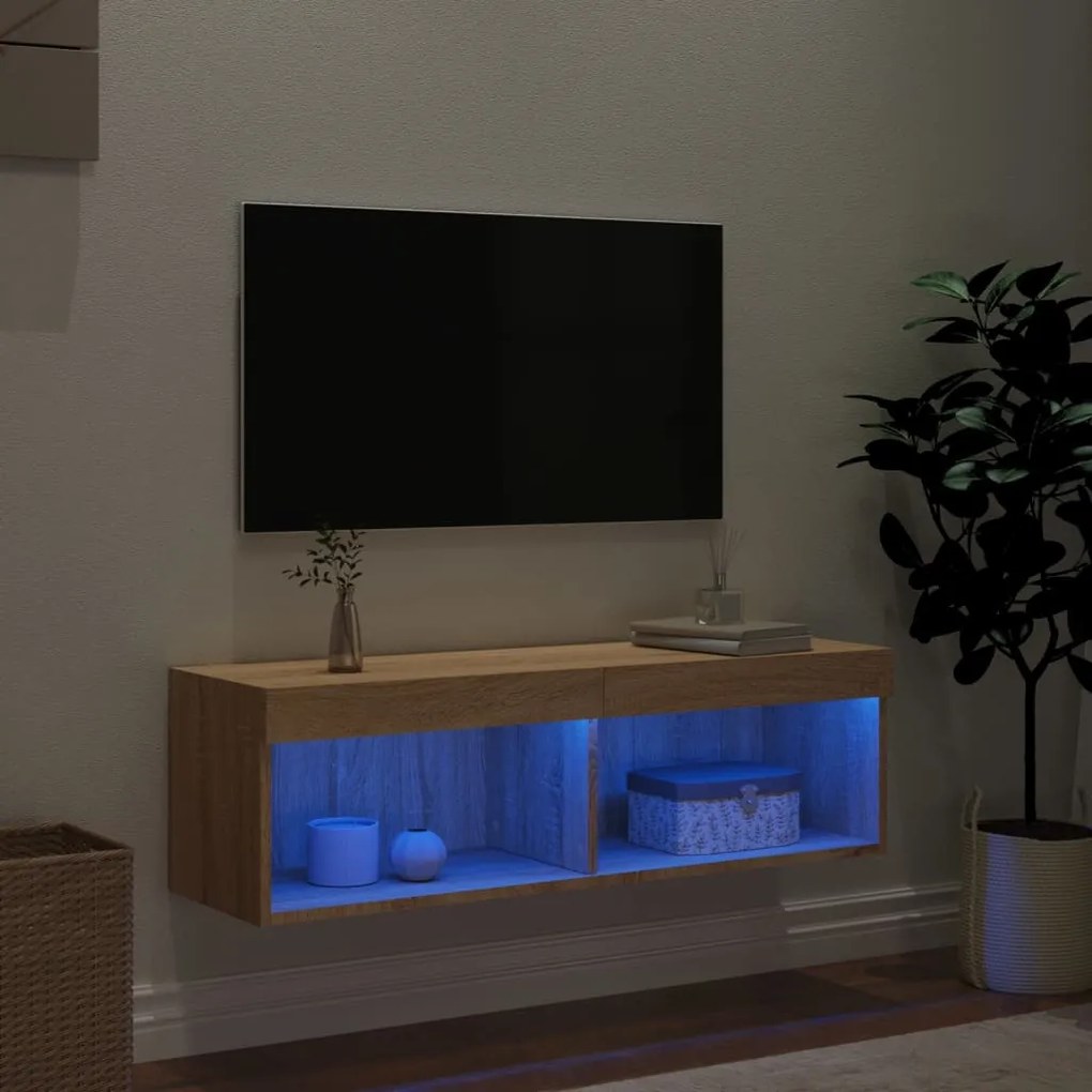 vidaXL Έπιπλο Τηλεόρασης με LED Sonoma Δρυς 240 x 35 x 40 εκ.