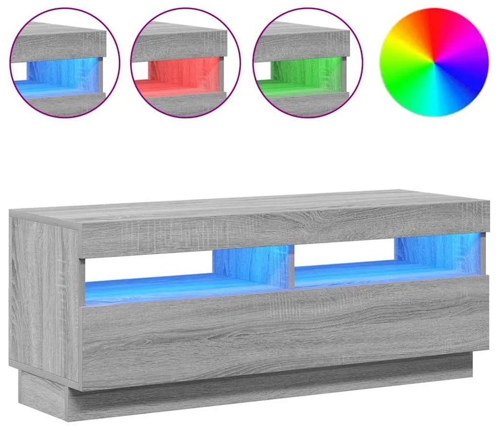 vidaXL Έπιπλο Τηλεόρασης με LED Γκρι Sonoma 100x35x40 εκ.