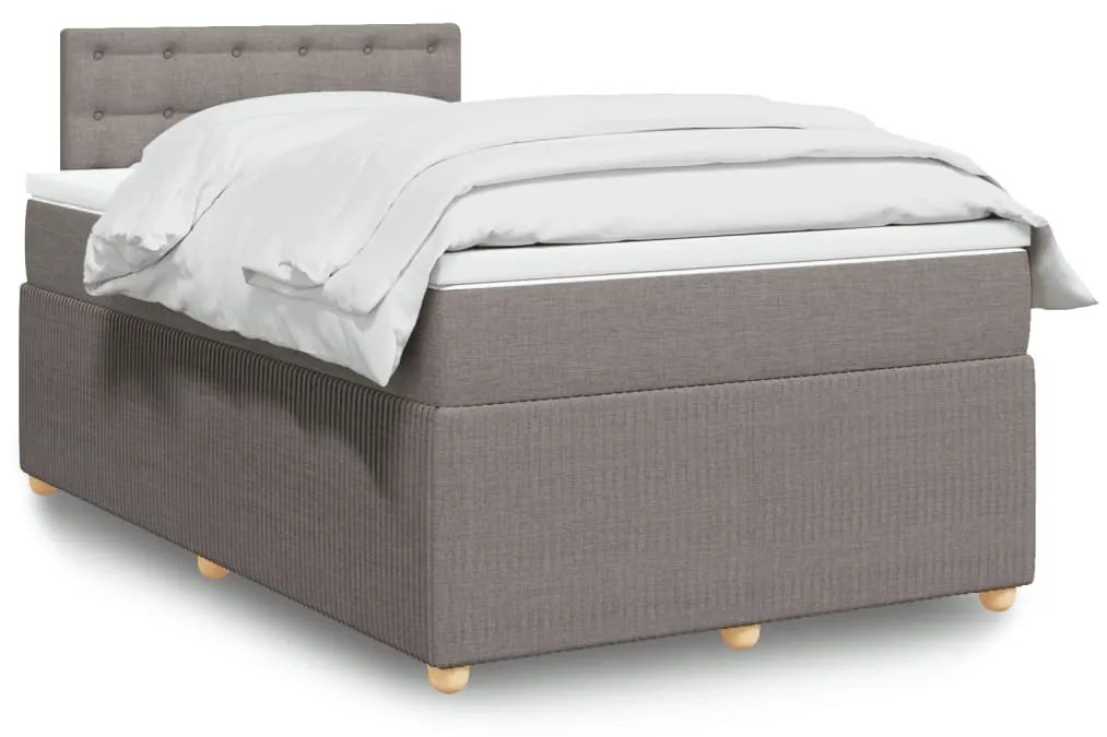 vidaXL Κρεβάτι Boxspring με Στρώμα Taupe 120x190 εκ. Υφασμάτινο