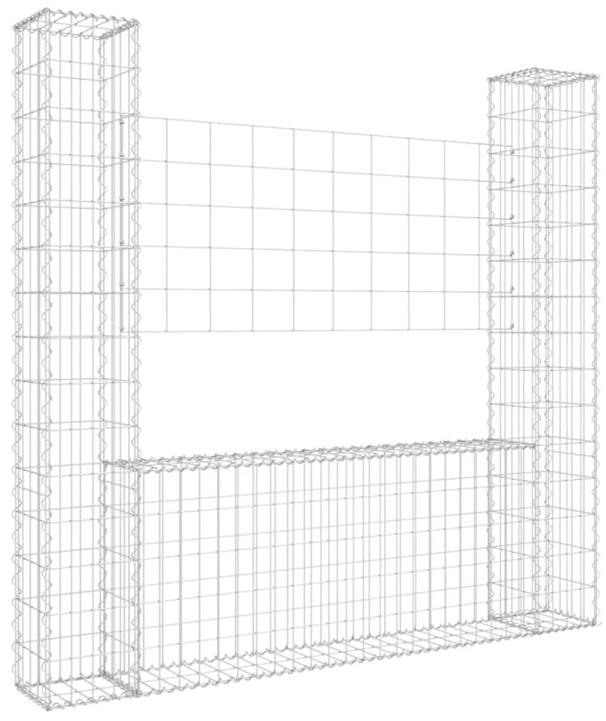 vidaXL Συρματοκιβώτιο σε U Σχήμα με 2 Στύλους 140x20x150 εκ. Σιδερένιο