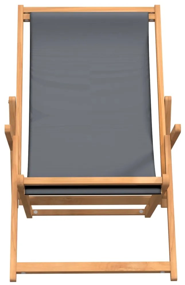 vidaXL Καρέκλα Παραλίας Πτυσσόμενη Γκρι από Μασίφ Ξύλο Teak