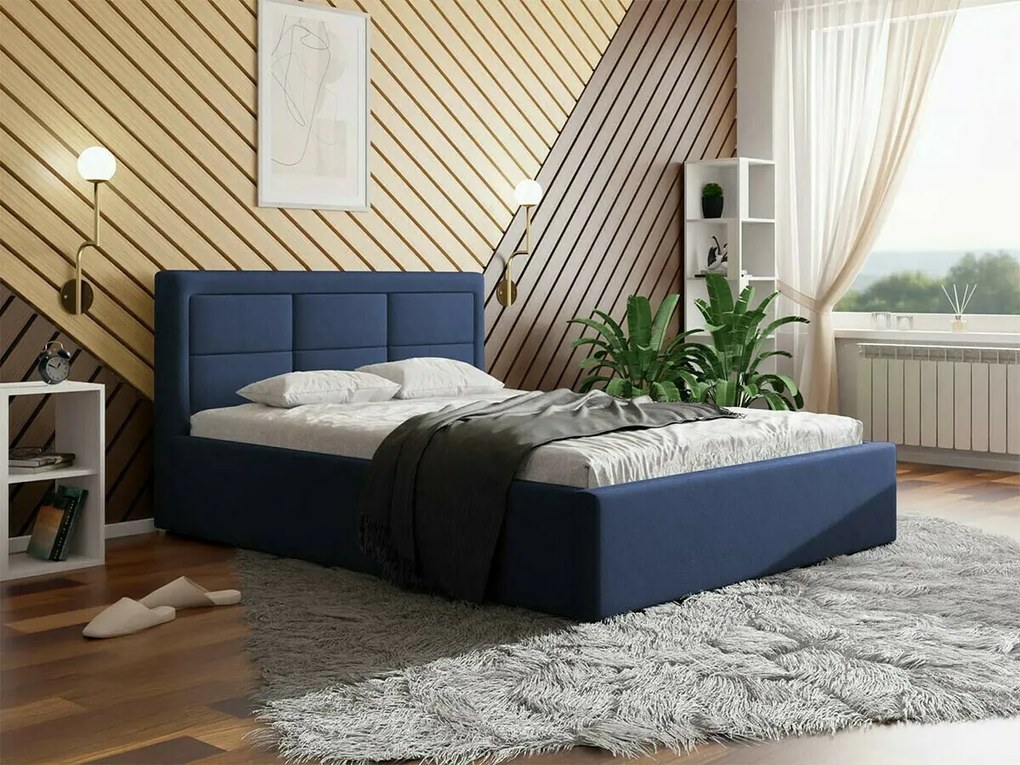 Κρεβάτι Pomona 102, Διπλό, Μπλε, 140x200, Ταπισερί, Τάβλες για Κρεβάτι, 160x223x93cm, 83 kg | Epipla1.gr