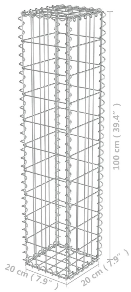 vidaXL Συρματοκιβώτιο Τοίχος 20x20x100 εκ. Γαλβαν.Χάλυβας + Καλύμματα