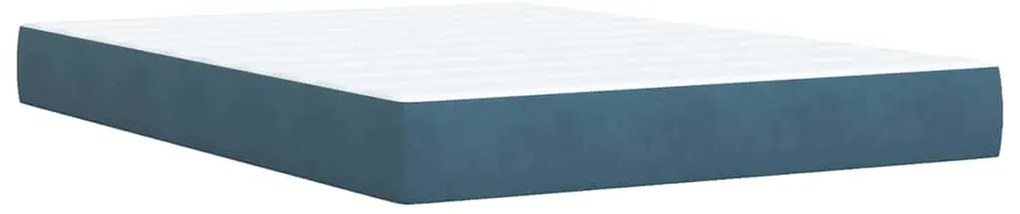 vidaXL Κρεβάτι Boxspring με Στρώμα Σκούρο Μπλε 140x200 εκ. Βελούδινο
