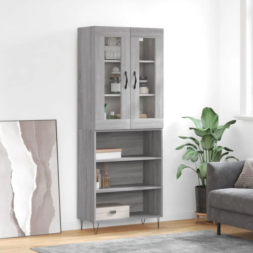 vidaXL Ντουλάπι Γκρι Sonoma 69,5 x 34 x 180 εκ. Επεξεργασμένο Ξύλο
