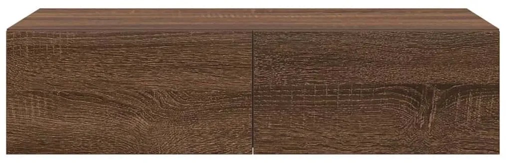 vidaXL Ράφι τοίχου με συρτάρια καφέ δρυς 60x26,5x15 cm Ξύλο μηχανής