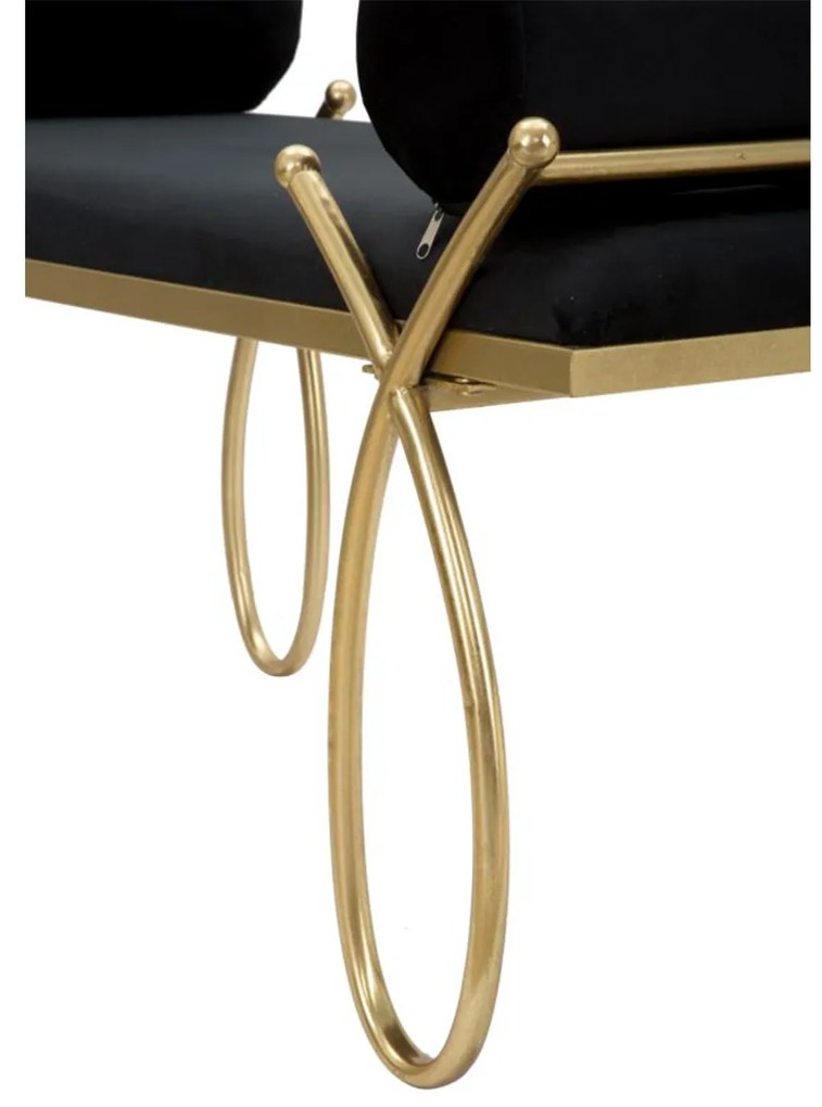 Ταμπουρέ Μαύρο/Χρυσό RIBBON 49x112.5x53