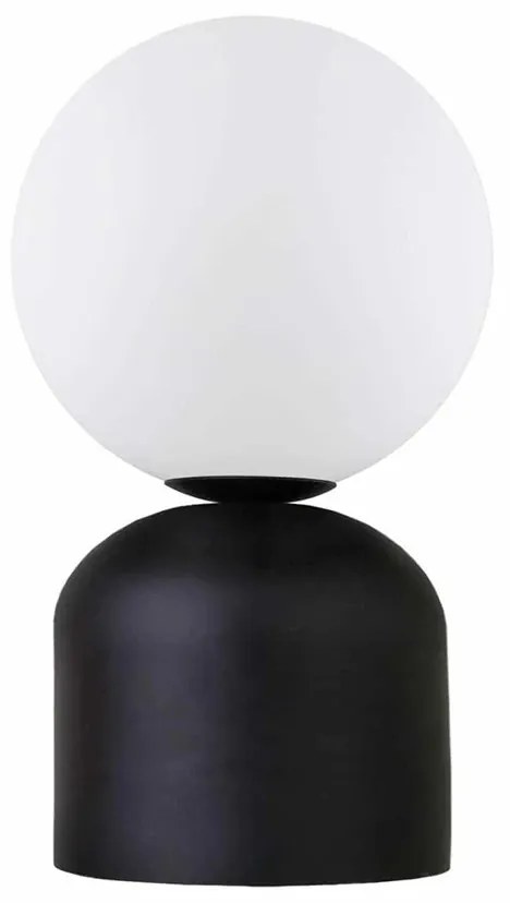 GloboStar® MAGIC 204-0132 Μοντέρνο Eπιτραπέζιο Φωτιστικό Μονόφωτο 1 x E27 IP20 Μαύρο Μέταλλο με Λευκό Γυαλί - Μ13 x Π13 x Υ28cm