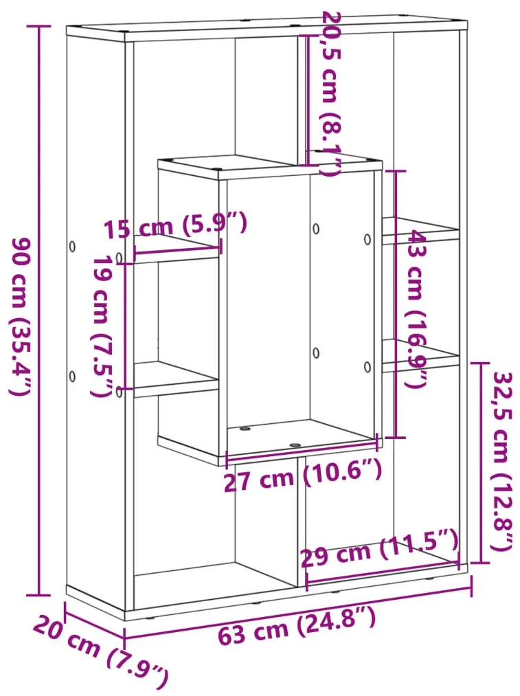 Βιβλιοθήκη Καφέ Δρυς 63x20x90 εκ. από Επεξεργασμένο Ξύλο - Καφέ