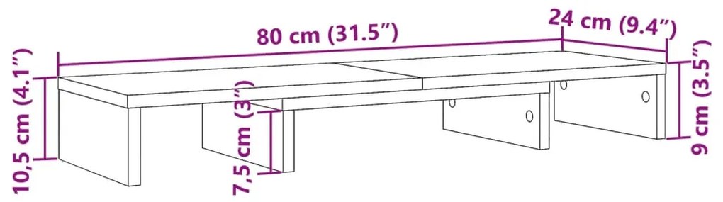 Βάση Οθόνης Ρυθμιζ. Λευκό 80x24x10,5εκ Επεξεργ Ξύλο - Λευκό