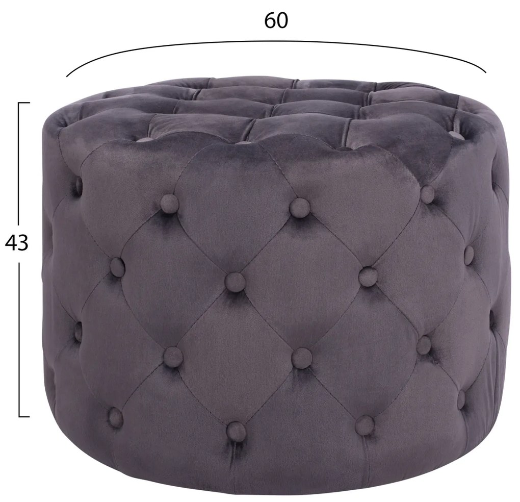 Σκαμπό Kassie Γκρί Βελούδο Τύπου Chesterfield Φ60x43Yεκ.