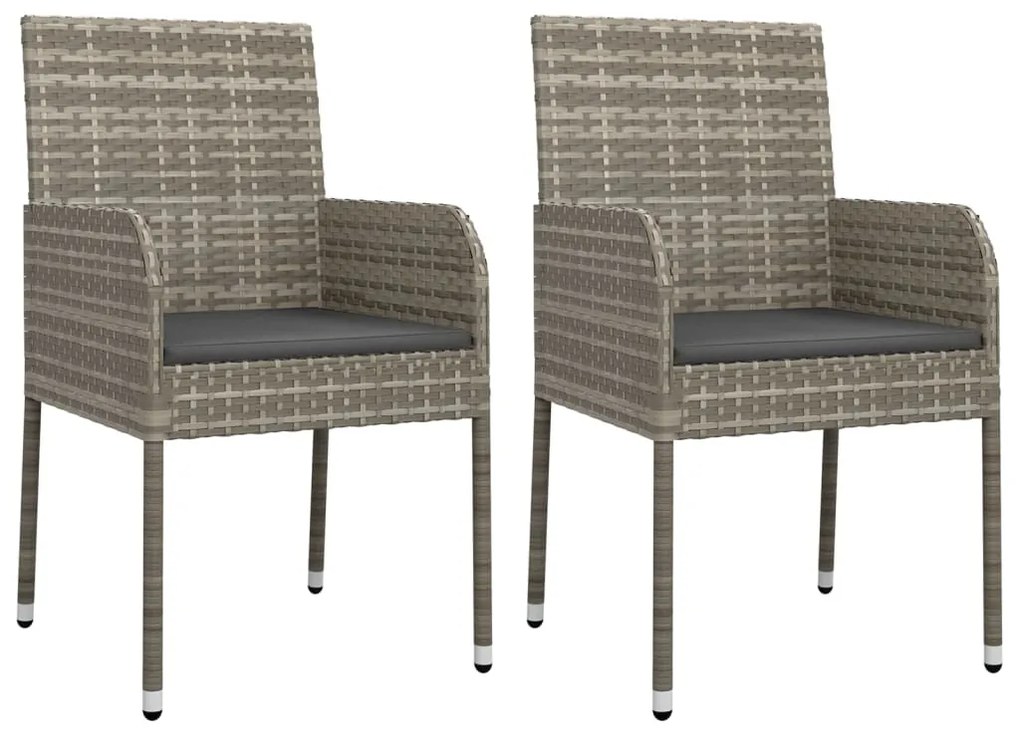 vidaXL Σετ Τραπεζαρίας Κήπου 3 τεμ. Μαύρο/Γκρι Συνθ.Ρατάν με Μαξιλάρια