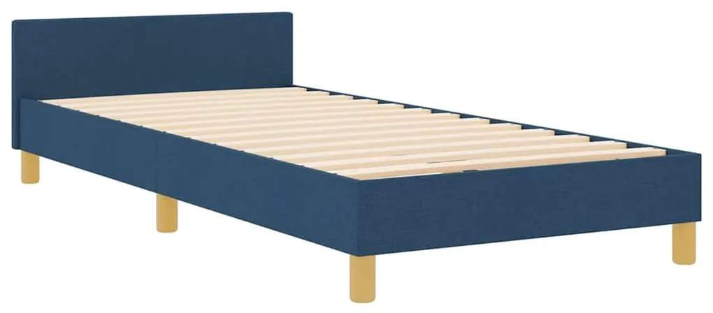 vidaXL Σκελετός Κρεβατιού με κεφαλάρι Μπλε 90 x 190 cm ύφασμα