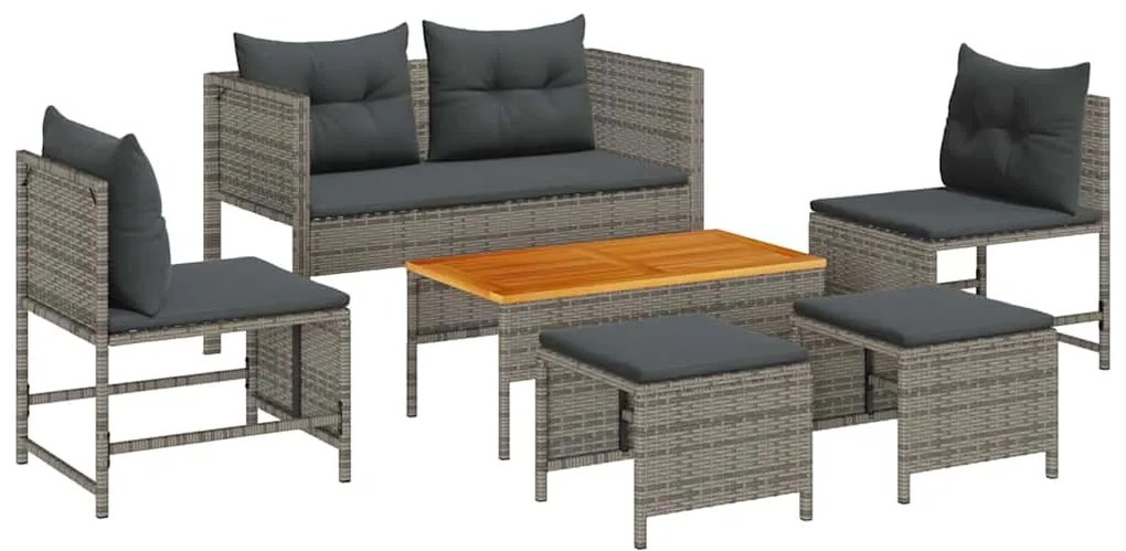 vidaXL Σετ Καναπέ Κήπου 6 pcs Γκρι, σκούρο γκρι συνθετικό ρατάν