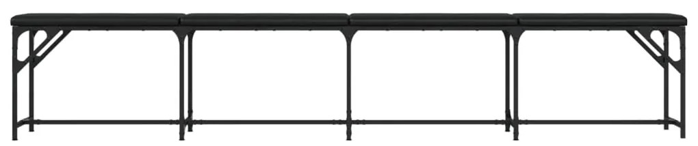 vidaXL Πάγκος Τραπεζαρίας Μαύρος 248x32x45 εκ. Ατσάλι/Συνθετικό Δέρμα