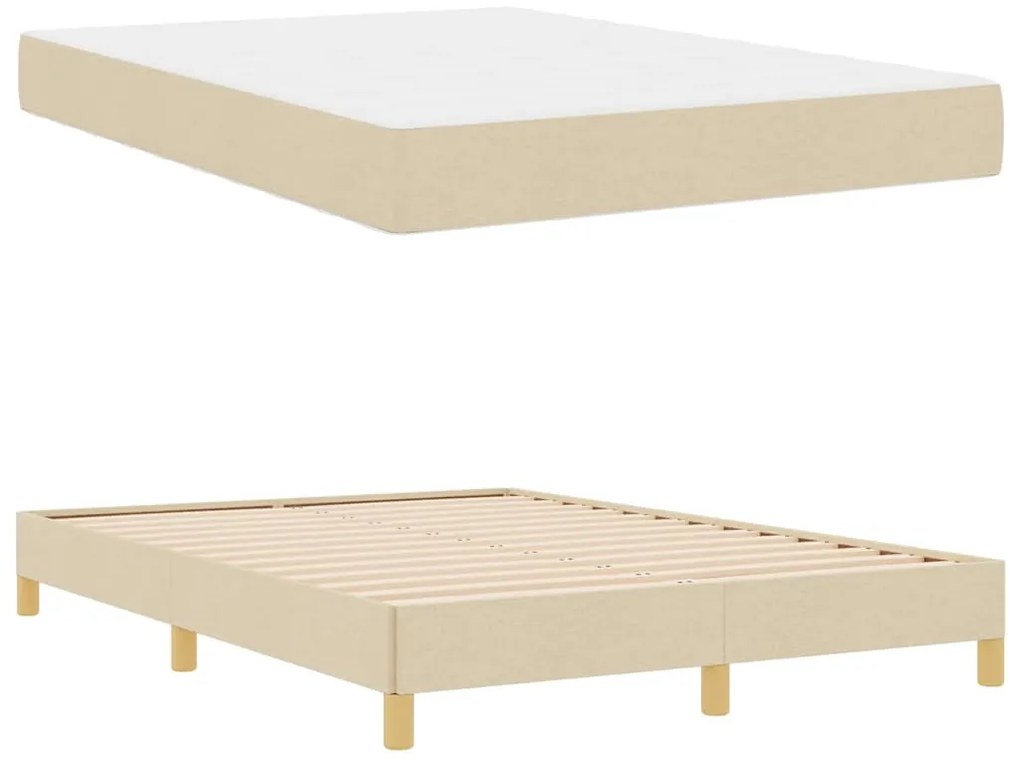 vidaXL Κρεβάτι με ελατήρια Κρέμα, Καφέ 140 x 190 cm