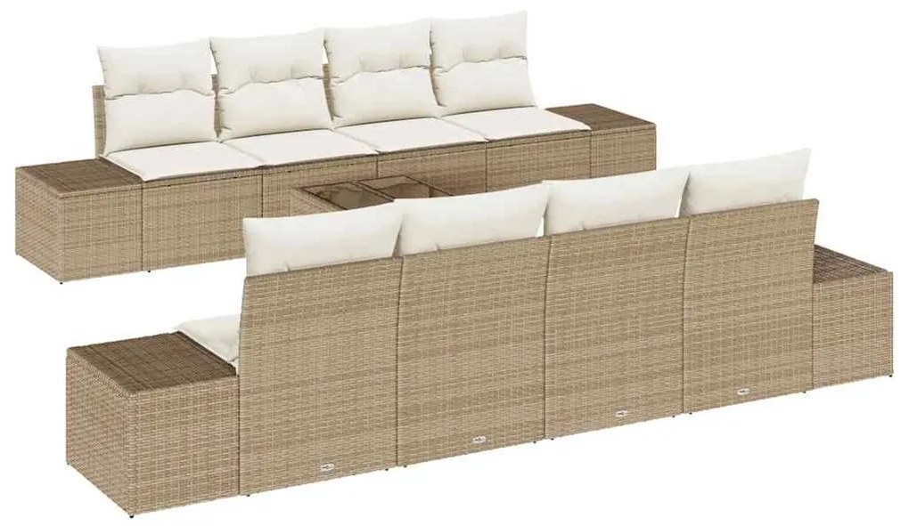 vidaXL Σετ Καναπέ Κήπου 7 pcs Μπεζ και Κρέμα συνθετικό ρατάν