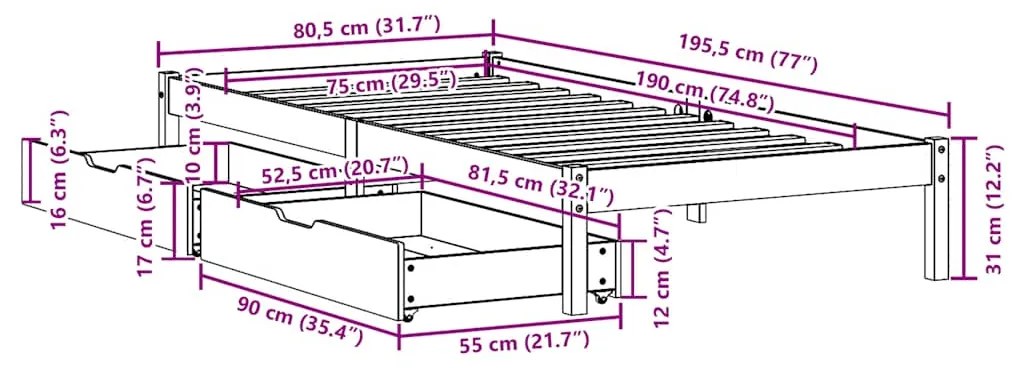 ΣΚΕΛΕΤΟΣ ΚΡΕΒ. ΧΩΡΙΣ ΣΤΡΩΜΑ ΛΕΥΚΟ 75X190 ΕΚ ΜΑΣΙΦ ΠΕΥΚΟ 3301421