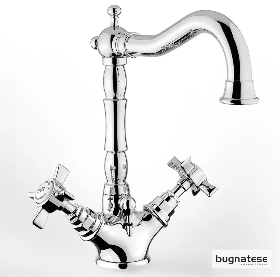 Μπαταρία Νιπτήρα με Αυτόματη Βαλβίδα Princeton Bugnatese Chrome 834-100
