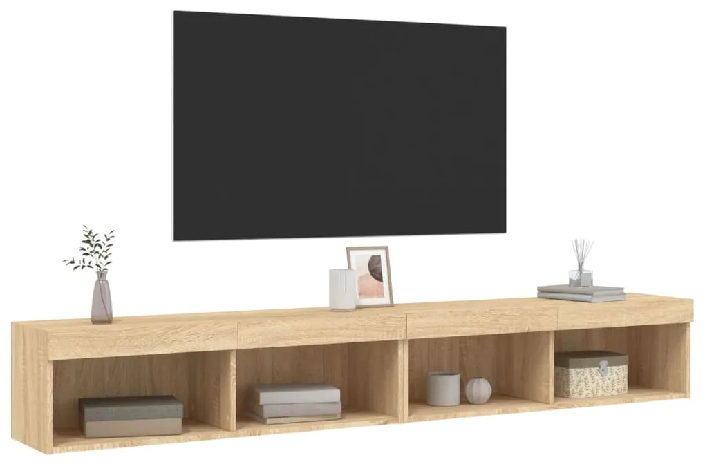 vidaXL Έπιπλα Τηλεόρασης με LED 2 τεμ. Sonoma Δρυς 100 x 30 x 30 εκ.