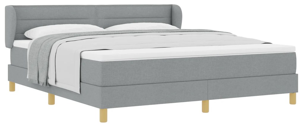 vidaXL Κρεβάτι Box Spring με Στρώμα σε Ανοιχτό Γκρι 180x200 εκ. Ύφασμα