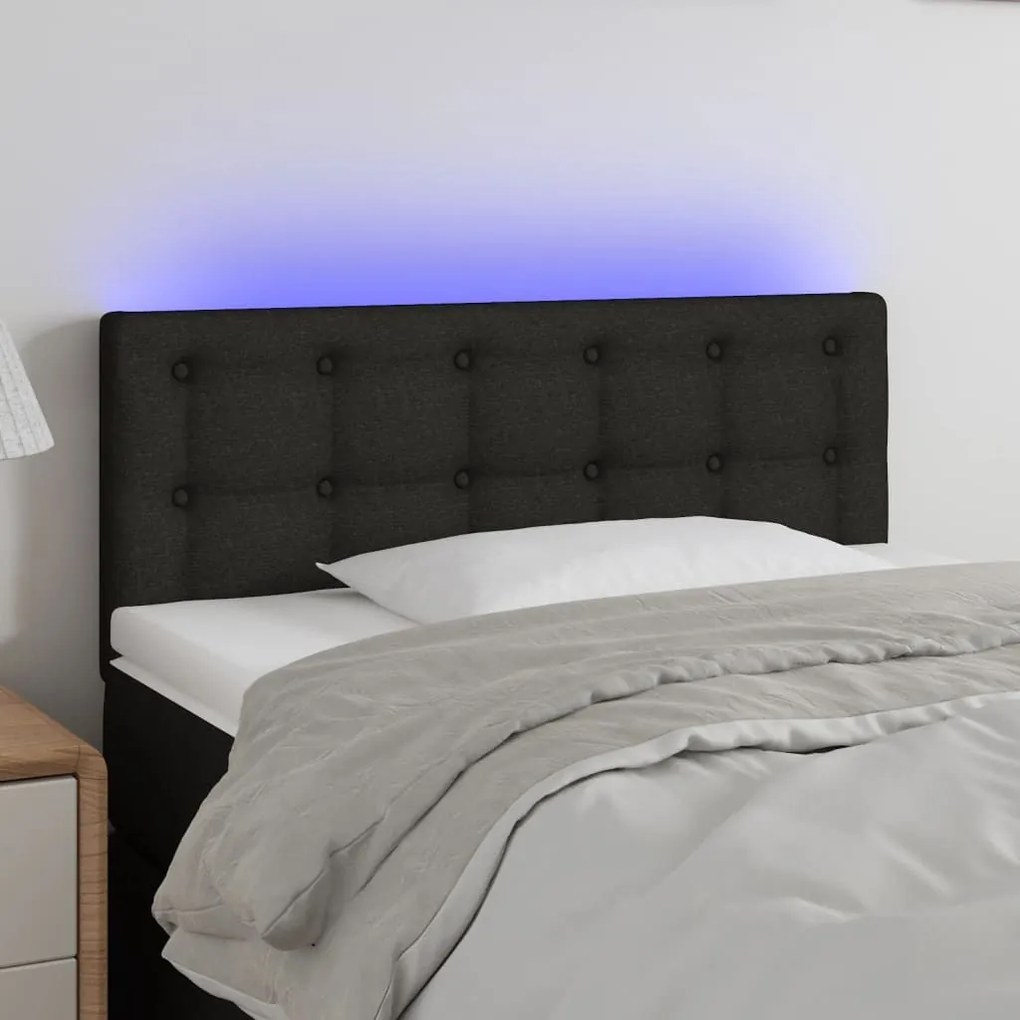 Κεφαλάρι Κρεβατιού LED Μαύρο 90x5x78/88 εκ. Υφασμάτινο - Μαύρο