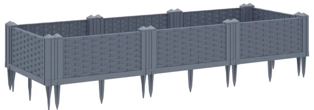 vidaXL Ζαρντινιέρα με Πασσάλους Μπλε Γκρι 125x40x28,5 εκ. Πολυπροπυλένιο