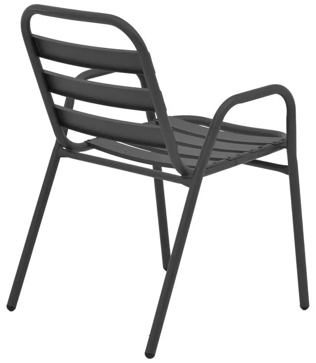 Καρέκλα - Πολυθρόνα Sussie στοιβαζόμενη ανθρακί μέταλλο με φέτες αλουμινίου 45x62x76 εκ. 45x62x76 εκ.