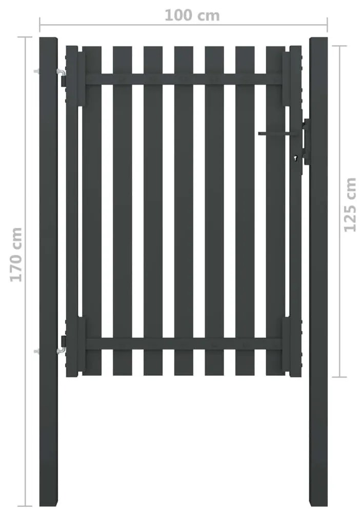 Πόρτα Περίφραξης Κήπου Ανθρακί 1 x 1,7 μ. Ατσάλινη - Ανθρακί