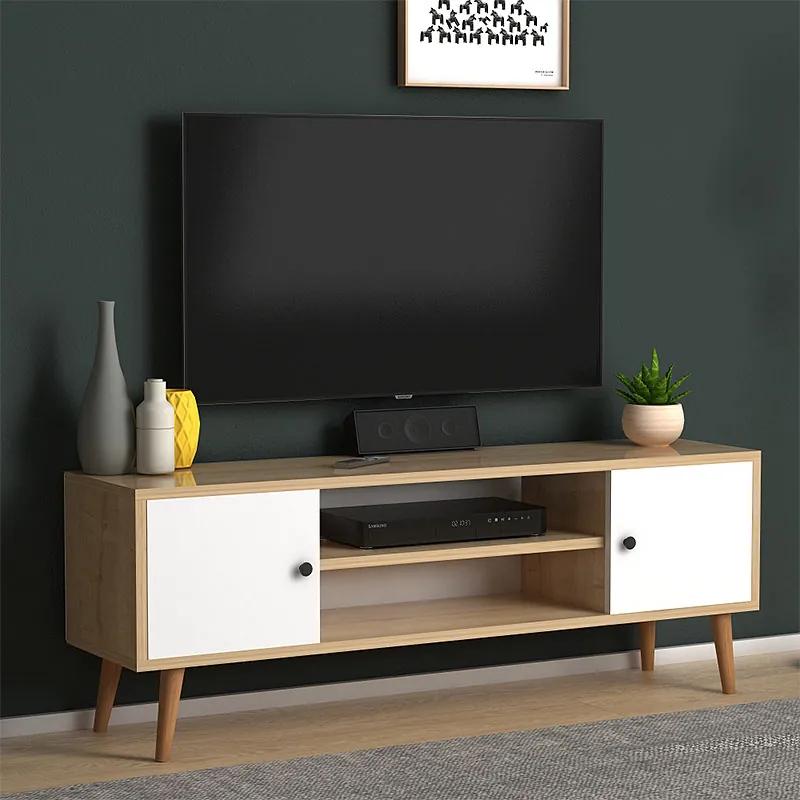 Έπιπλο τηλεόρασης Parma Megapap μελαμίνης χρώμα white - oak 120x30x40εκ. - Μελαμίνη - GP022-0071,1