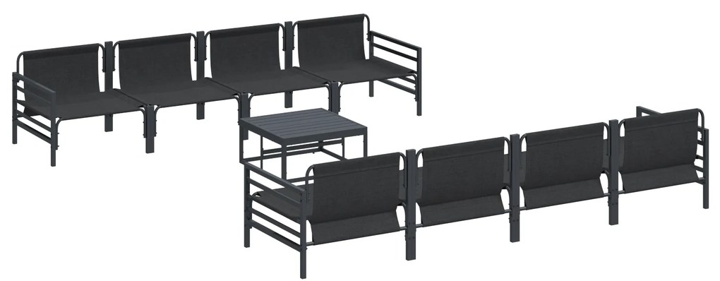 vidaXL Σετ Καναπέ Κήπου με μαξιλάρι με μαξιλάρι 9 pcs Ανθρακί 70 x 70.5 x 31.5 εκ.