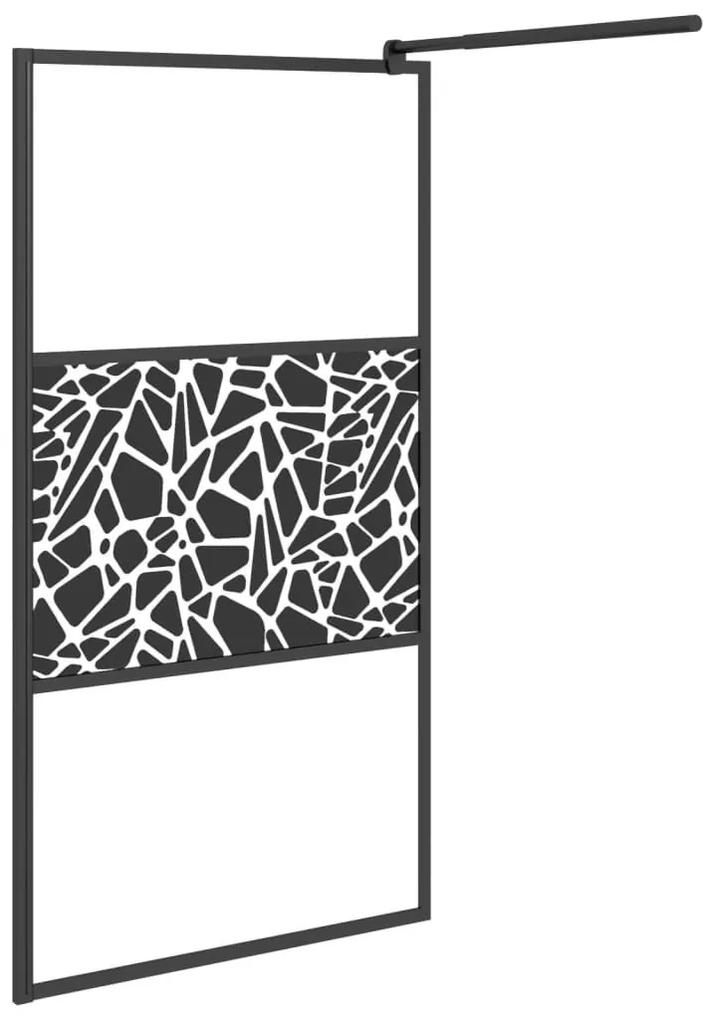 Διαχωριστικό Ντουζ με Σχέδιο Πέτρας Μαύρο 100x195εκ. Γυαλί ESG - Μαύρο