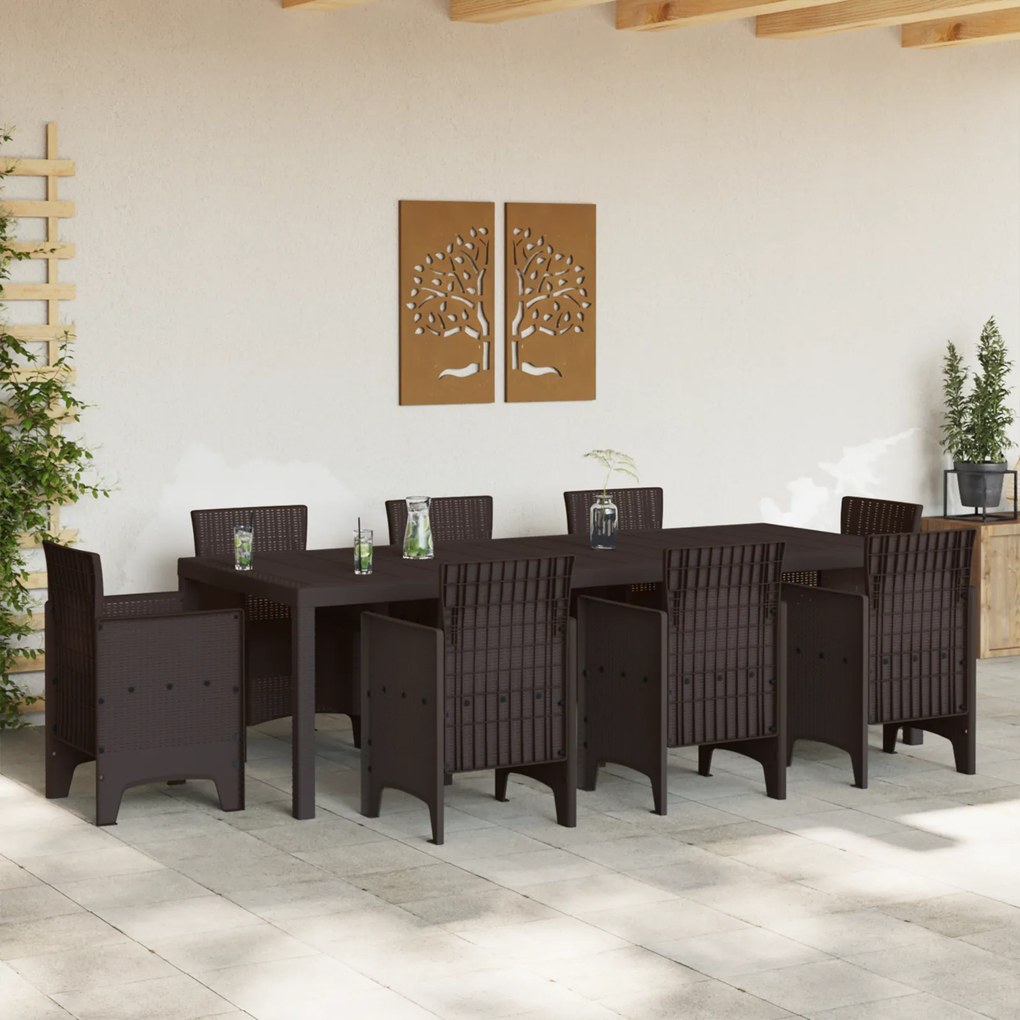 vidaXL Τραπέζι Κήπου Καφέ 250x100x73 cm Poly Rattan