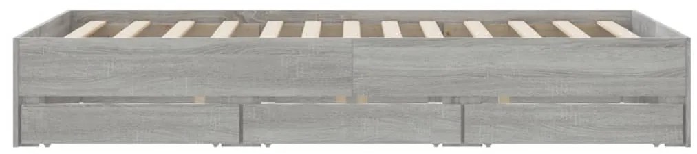 vidaXL Πλαίσιο Κρεβατιού με συρτάρια Γκρι sonoma 135x190εκ. Επεξ. Ξύλο