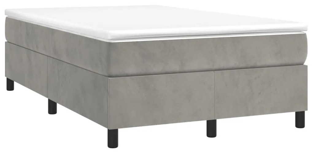 vidaXL Κρεβάτι Boxspring με Στρώμα Ανοιχτό Γκρι 120x200 εκ. Βελούδινο