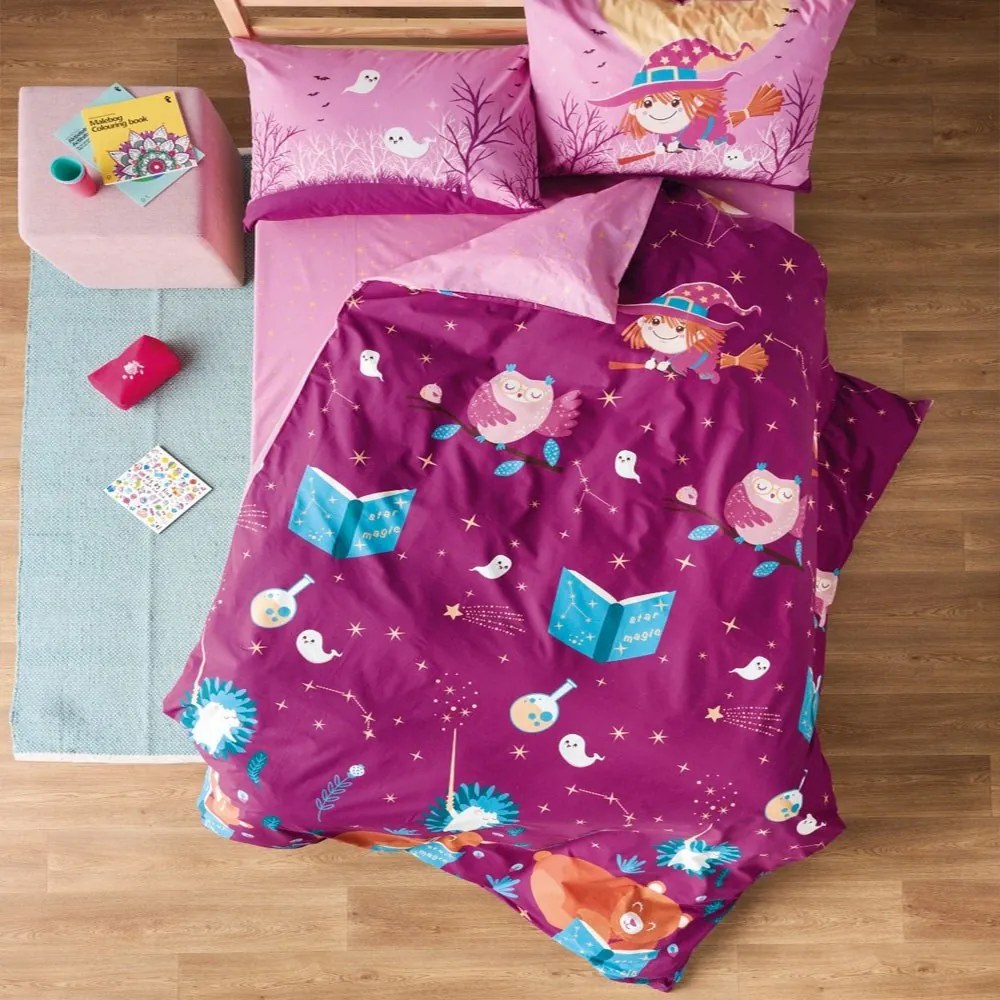 Σεντόνια Παιδικά Hans (Σετ 3τμχ) Purple-Pink Kentia Μονό 160x270cm 100% Βαμβάκι